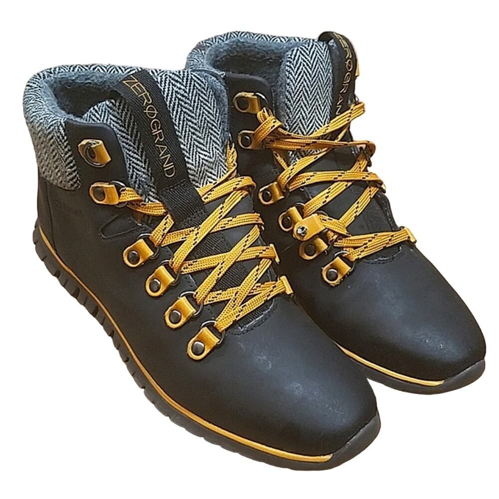 Cole haan Zero Grand Black Plaid Lining hiker boot WP Women's  7B